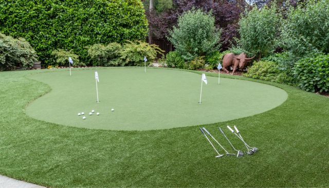 An Outdoor Putting Green made from artificial grass